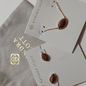 Kendra Scott Gold and Brown Football Necklace